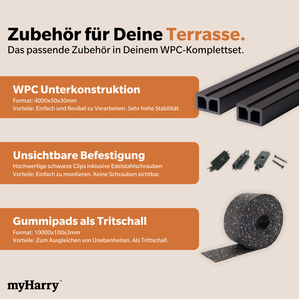 WPC-Komplettset Elfenbein Antik Massivdiele