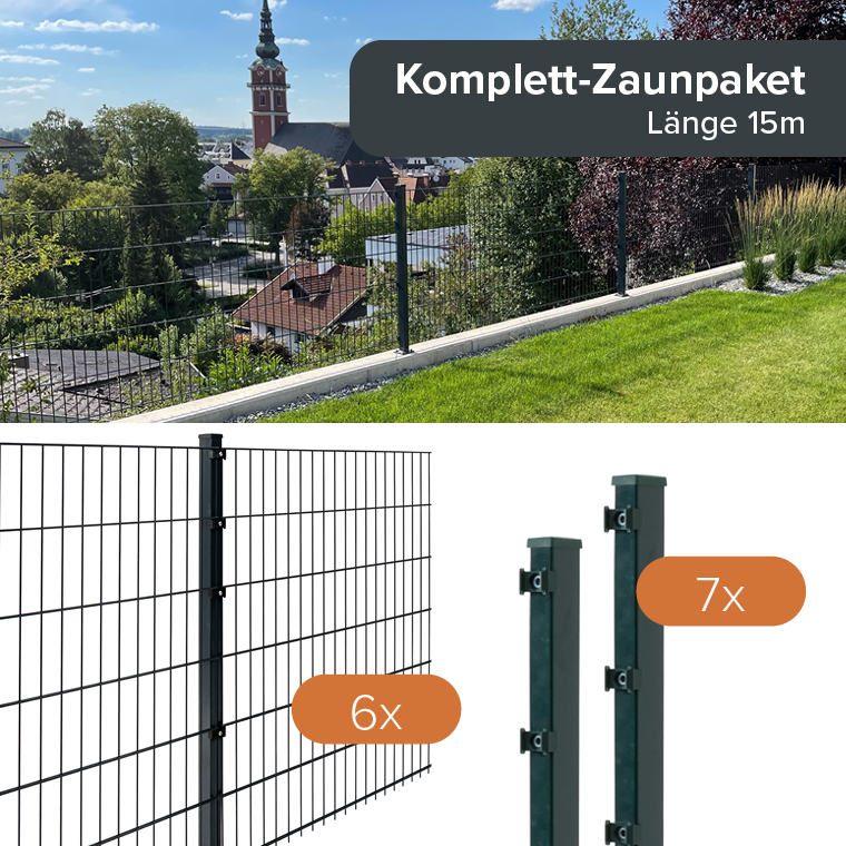 Doppelstabmattenzaun Komplettset Anthrazit 6/5/6