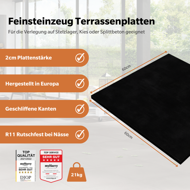 Komplettpaket Terrassenplatte White 60x60x2cm