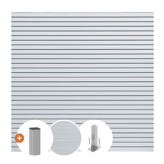 ALU-ROM Sichtschutzzaun Stecksystem Silber / Silber Komplettset