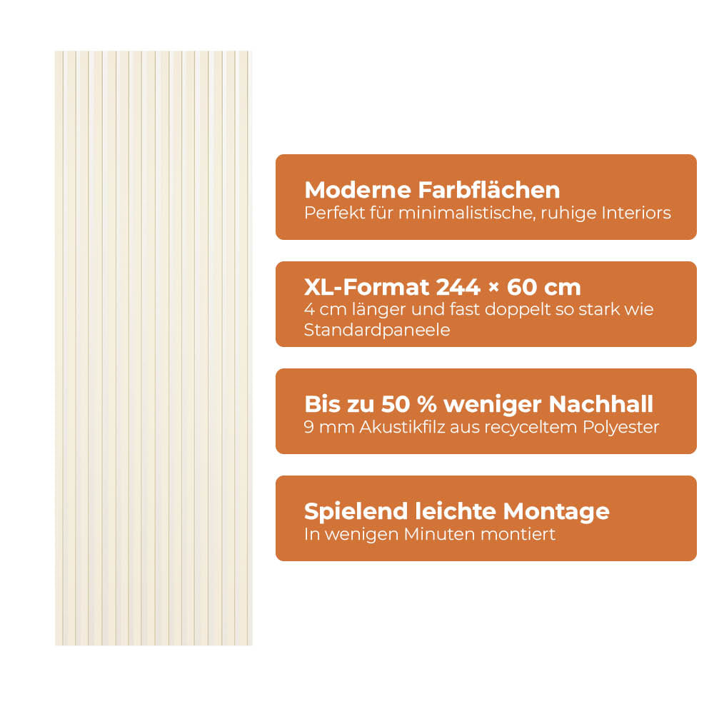 Akustikpaneel Premium Sand – Filz Beige 244 × 60 cm