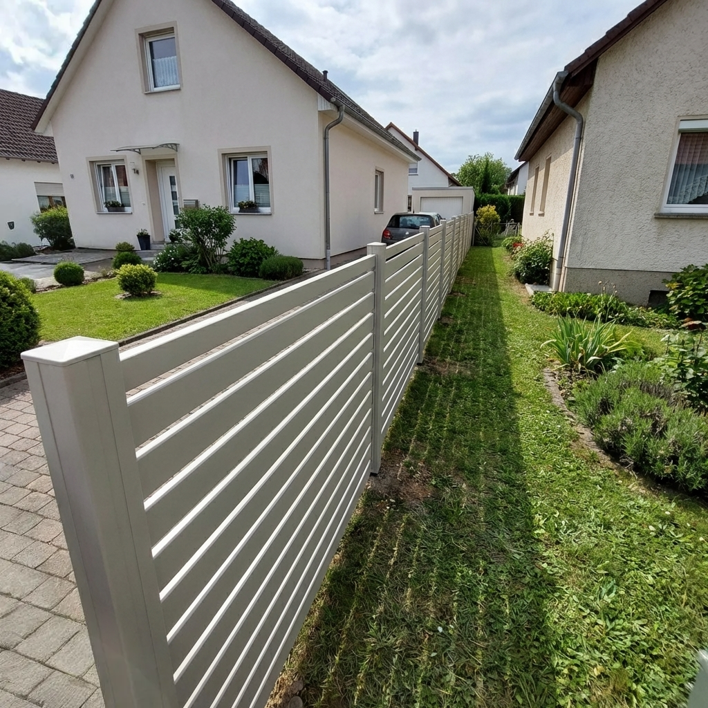 Aluminium Sichtschutzzaun MARIO Breit Seidengrau