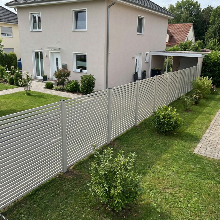 Aluminium Sichtschutzzaun MARIO Schmal Seidengrau