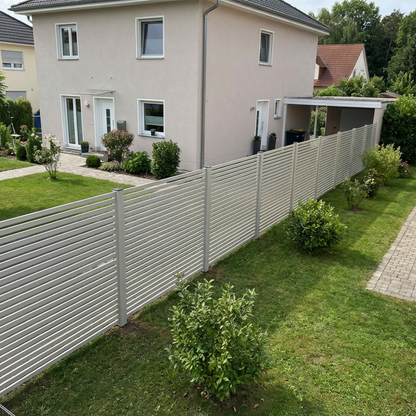 Aluminium Sichtschutzzaun MARIO Schmal Seidengrau
