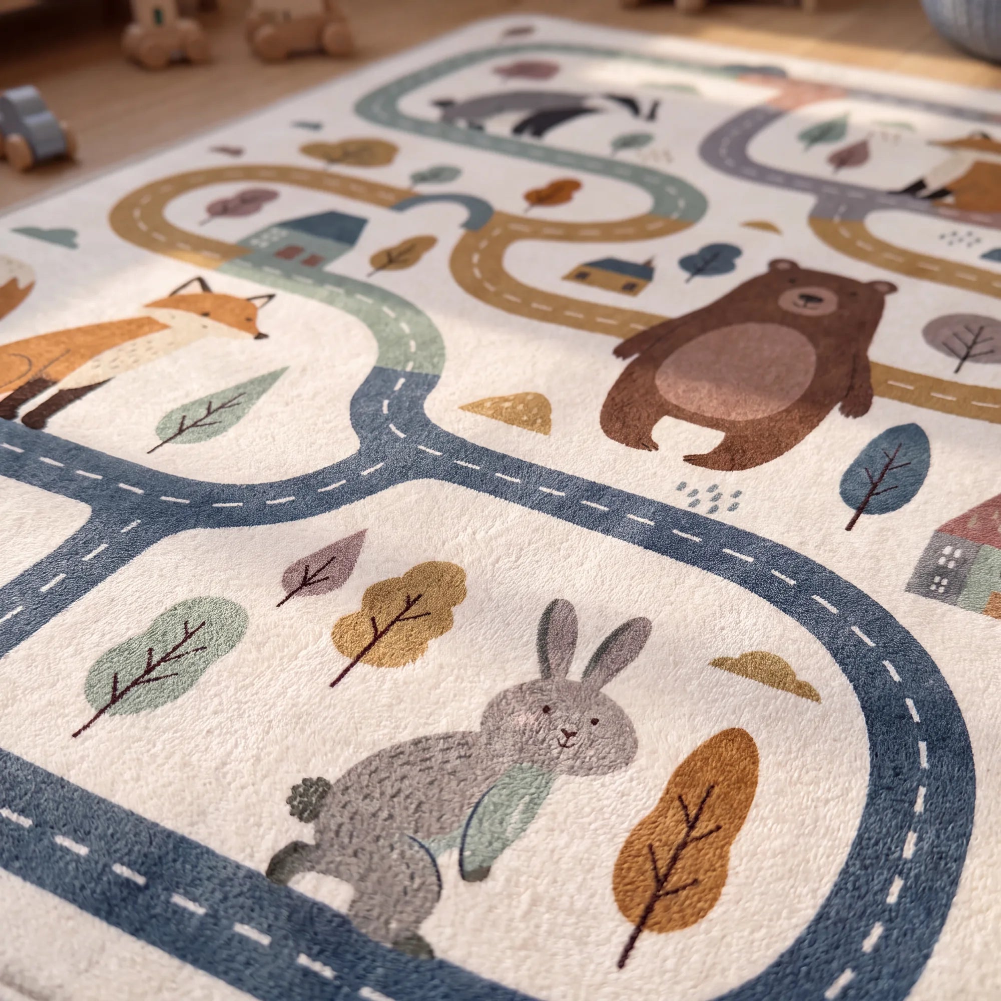 Kinderteppich Animal Trail waschbar