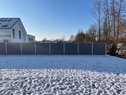 WPC Sichtschutzzaun ENZO Basalt - Standard Seidengrau