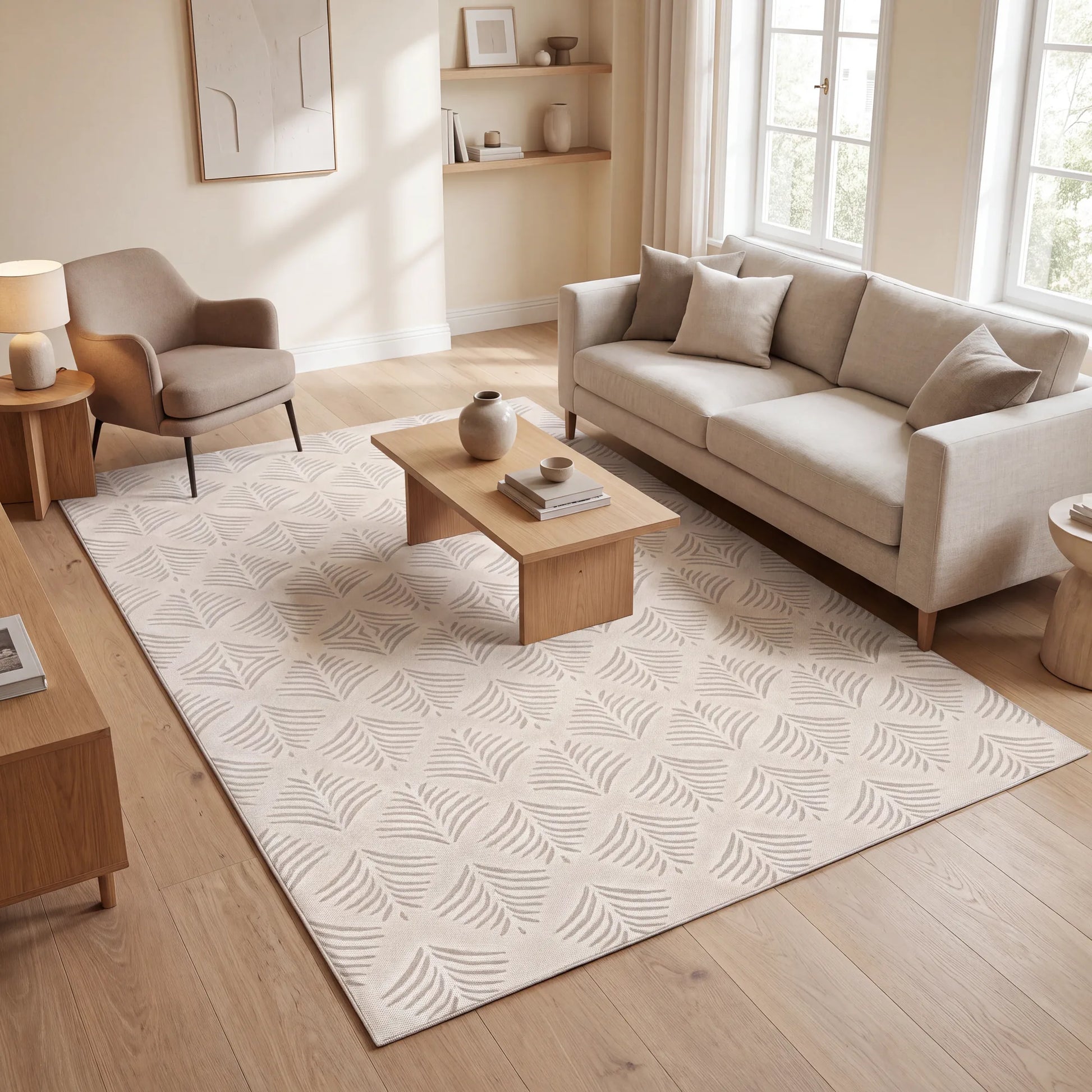 In- & Outdoor-Teppich Botanical Beige waschbar