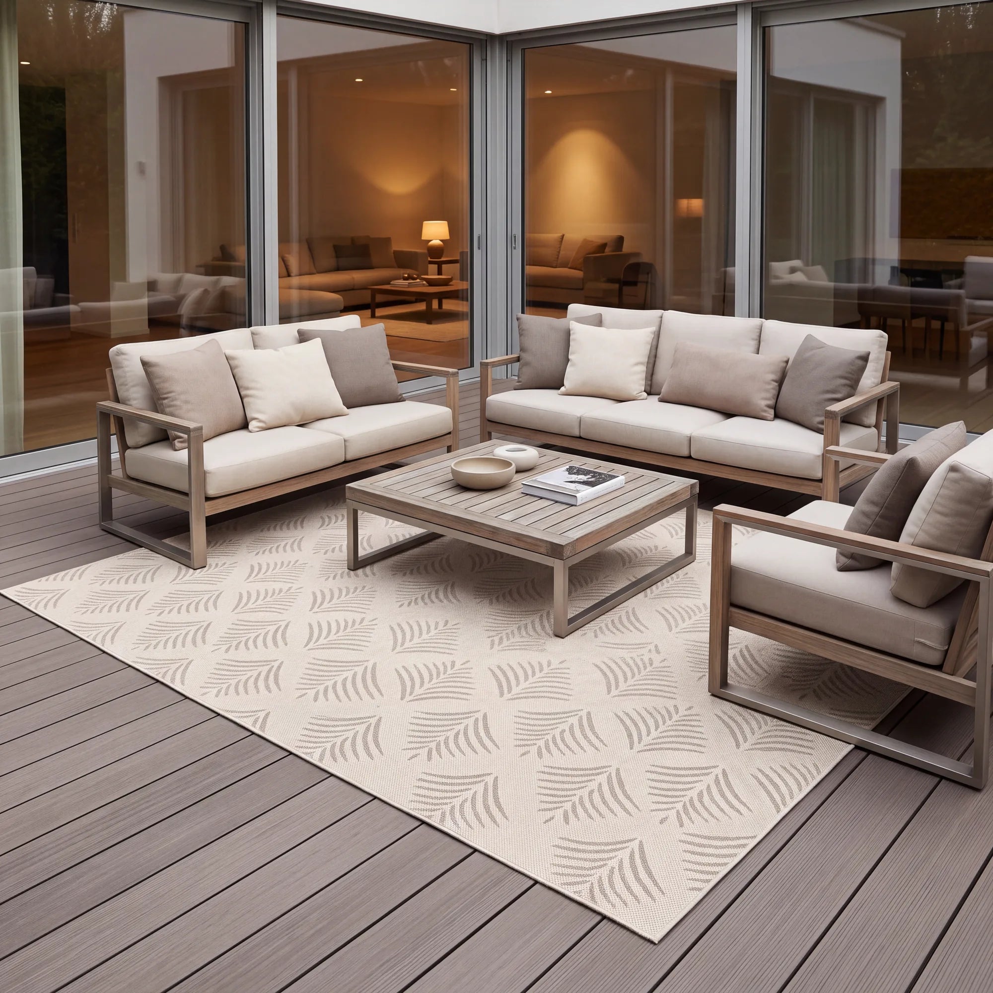 In- & Outdoor-Teppich Botanical Beige waschbar
