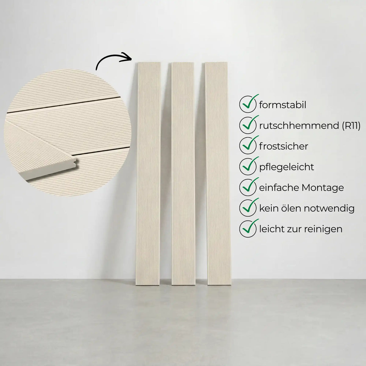 WPC Terrassendiele Massiv ECO Champagner