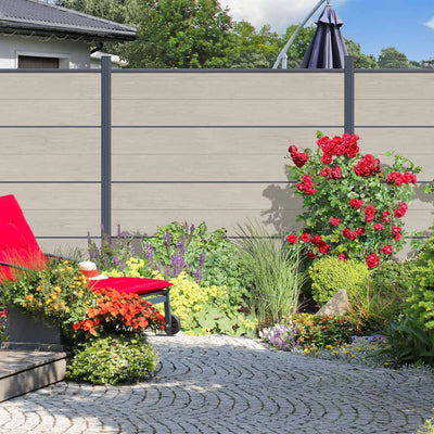 WPC Sichtschutzzaun Stecksystem Sand / Anthrazit Komplettset