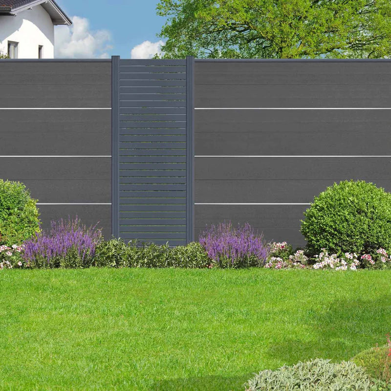 WPC Zaun Komplettset Stecksystem Anthrazit / Anthrazit