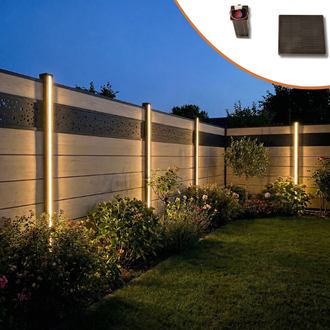 LED-Lichtleiste für WPC -und ALU Sichtschutzzaun inkl. Solarkappe