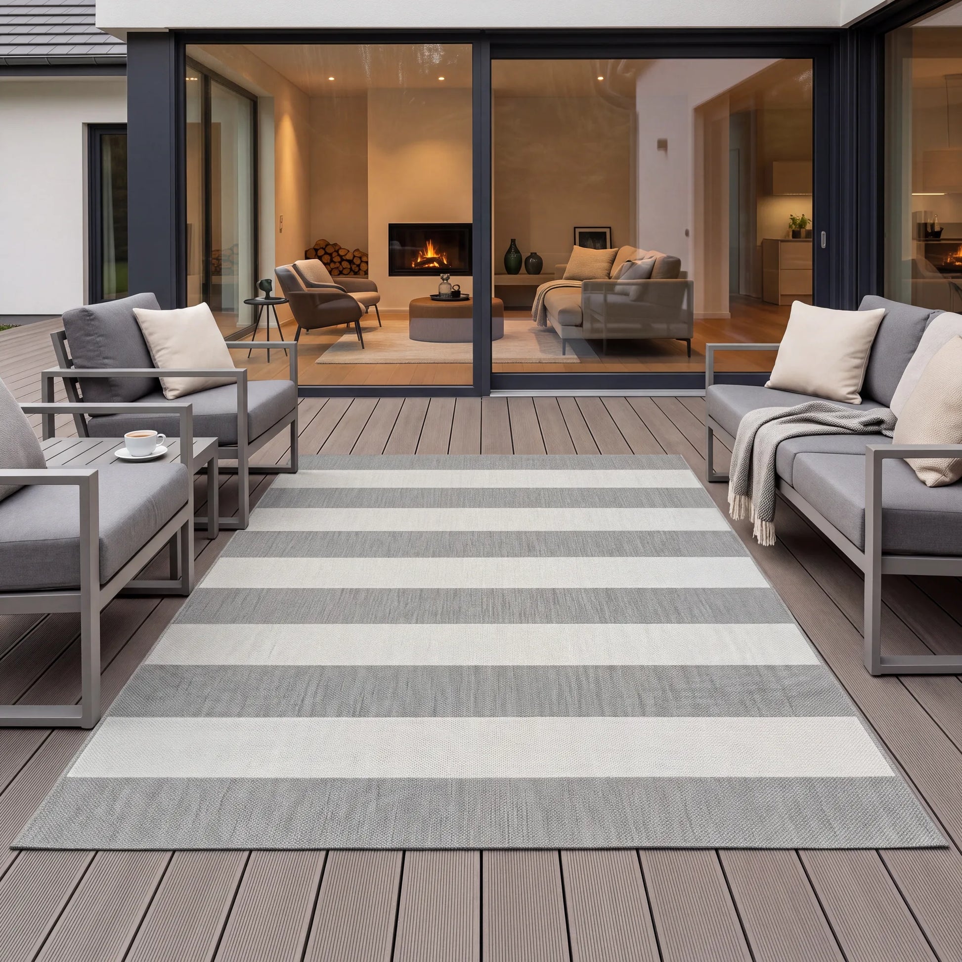 In- & Outdoor-Teppich Linear Grey waschbar