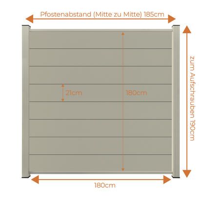 Aluminium Sichtschutzzaun MARIO Seidengrau