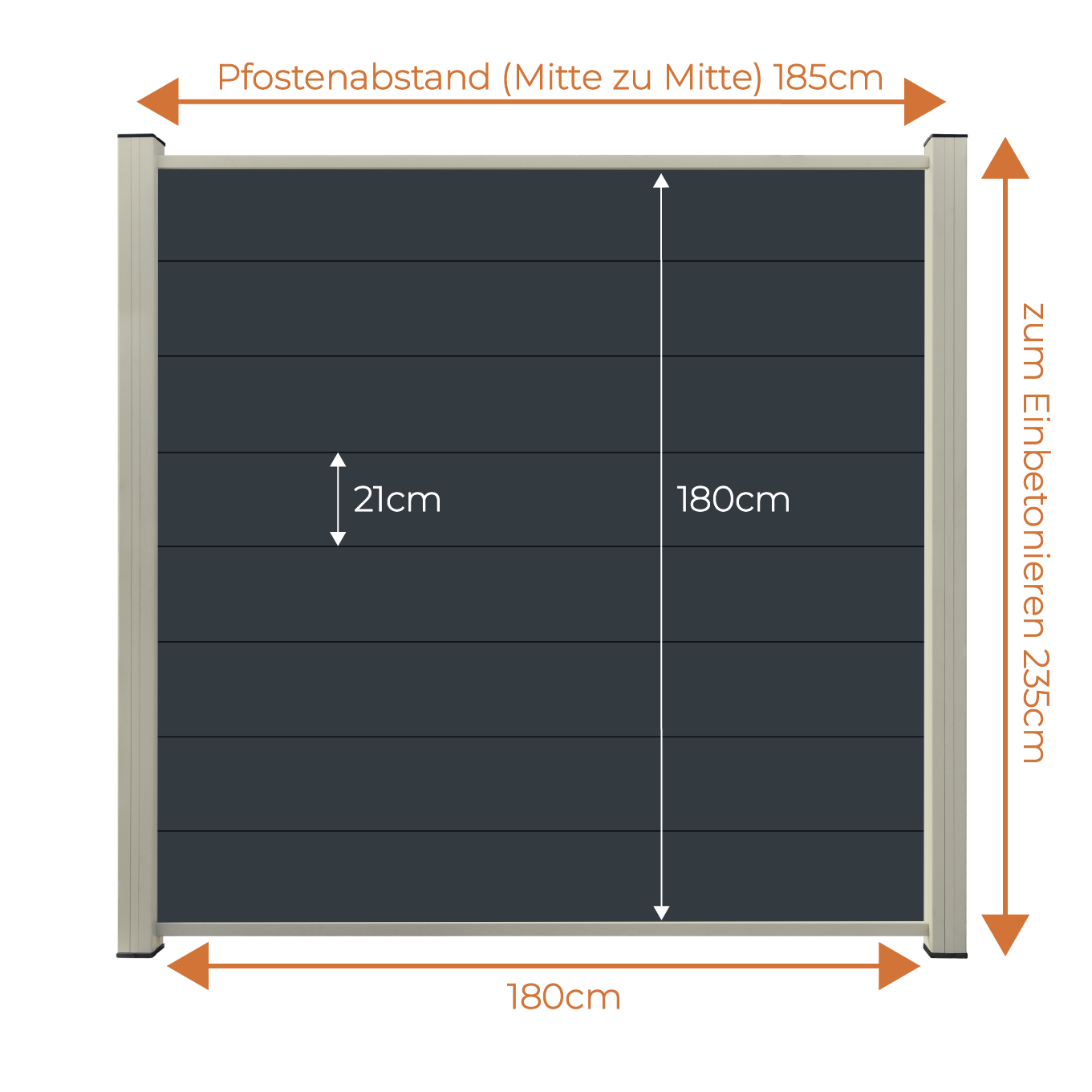 Aluminium Sichtschutzzaun MARIO Anthrazit
