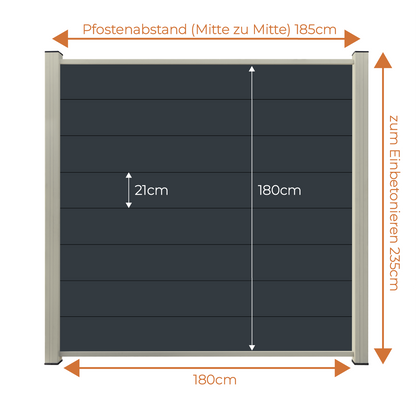 Aluminium Sichtschutzzaun MARIO Anthrazit