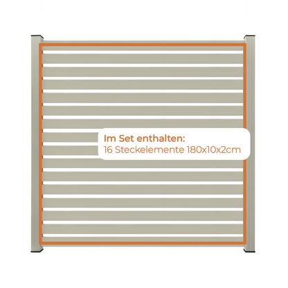 Aluminium Sichtschutzzaun MARIO Breit Seidengrau
