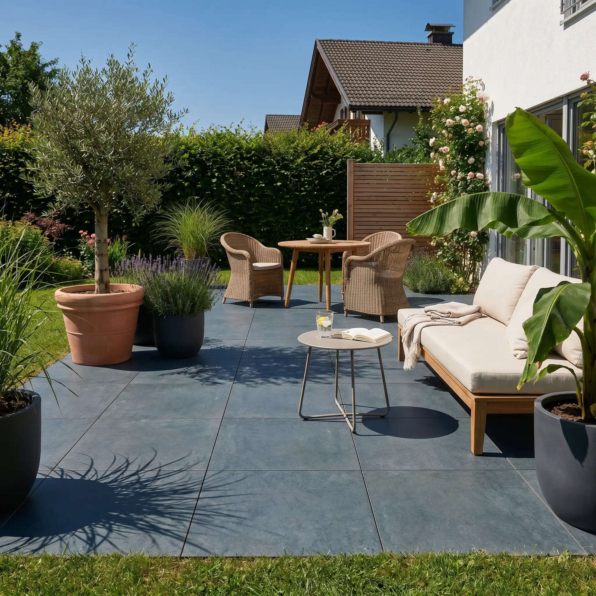 Komplettpaket Terrassenplatte Nero 60x60x2cm