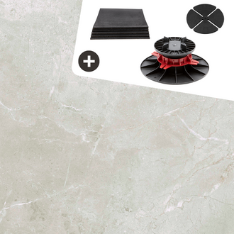 Komplettpaket Terrassenplatte Quarz 60x60x2cm