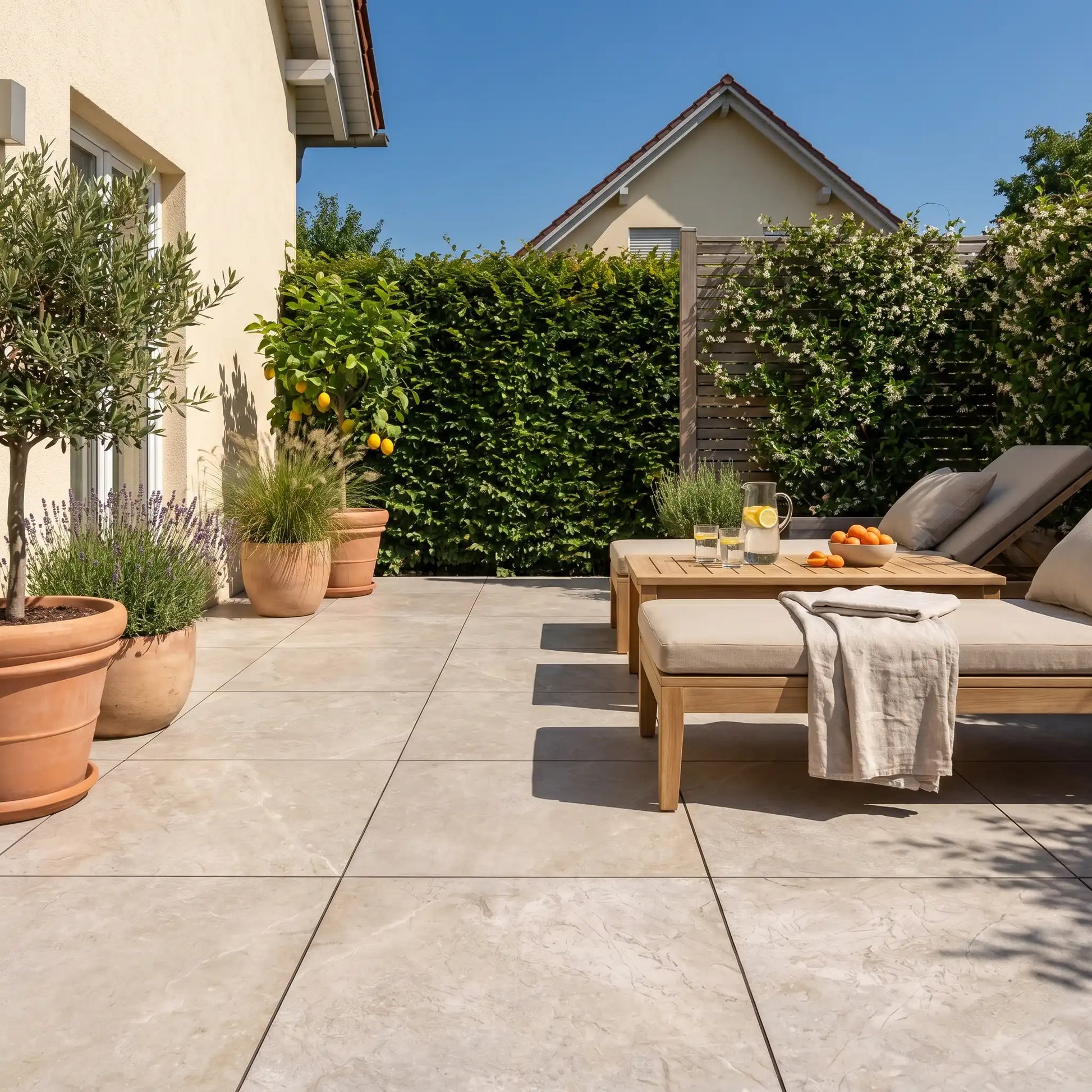 Komplettpaket Terrassenplatte Quarz 60x60x2cm