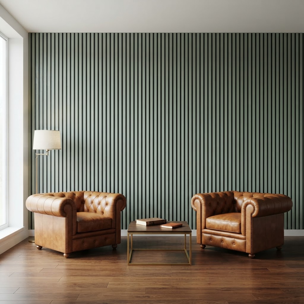 Akustikpaneel Premium Salbei – Filz Schwarz 244 × 60 cm