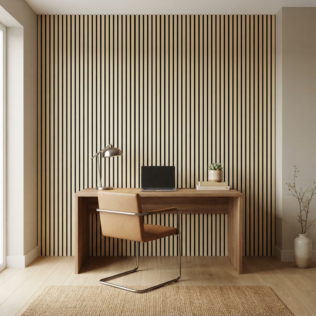 Akustikpaneel Premium Sand – Filz Schwarz 244 × 60 cm