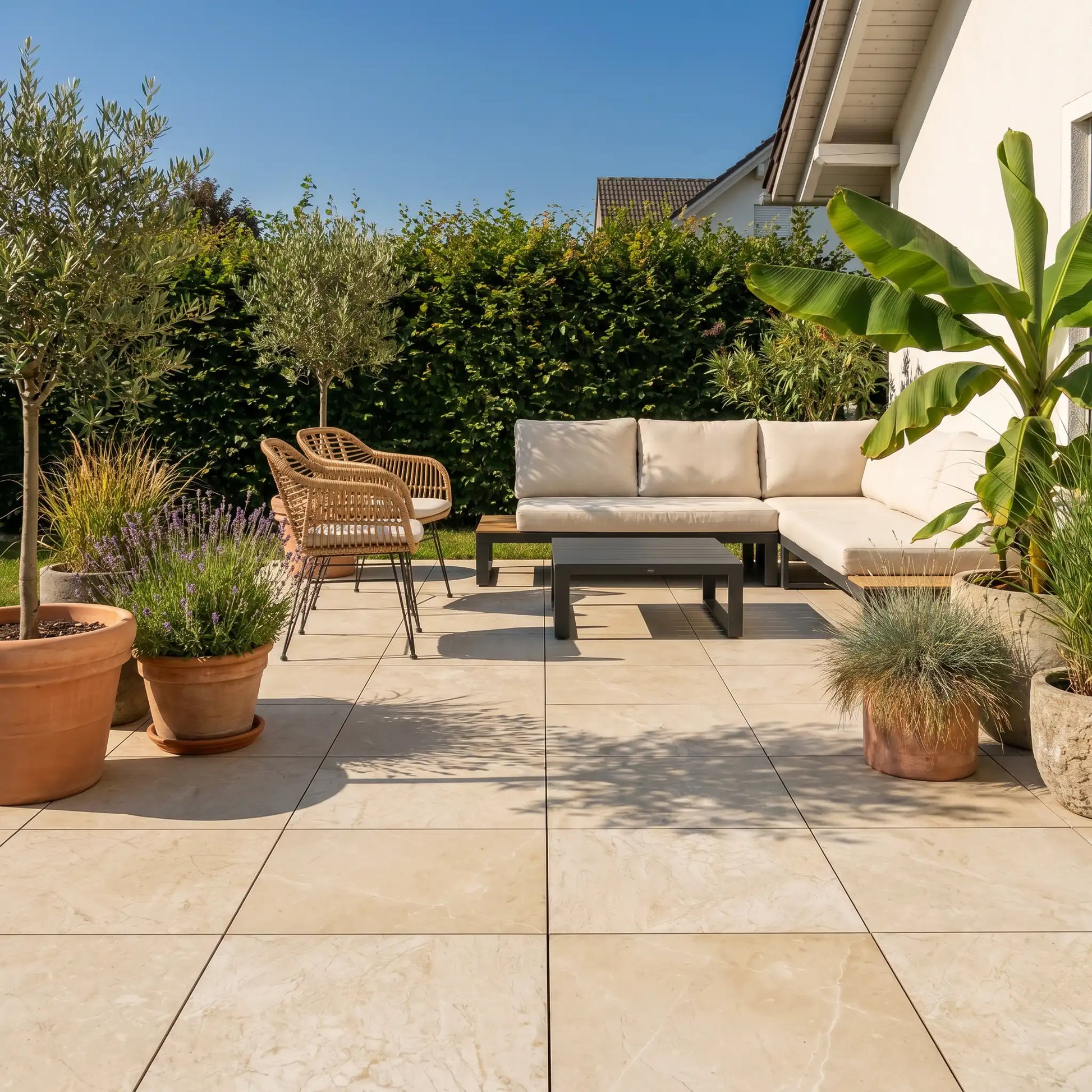 Komplettpaket Terrassenplatte Sand 60x60x2cm