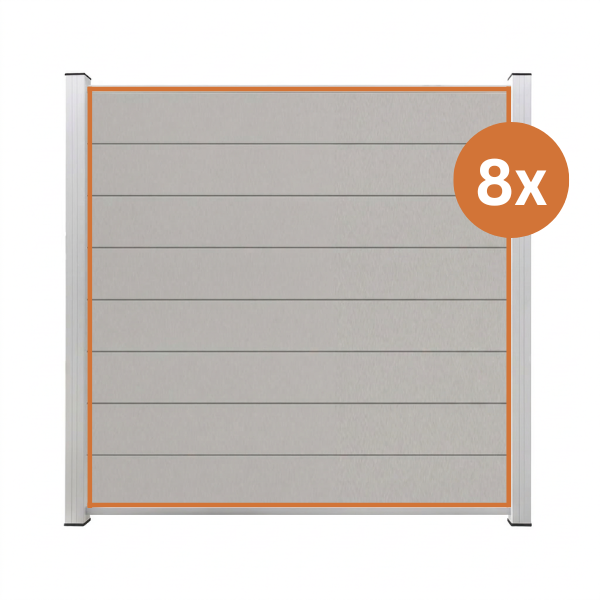 Alu Zaunprofil 8er Set Mario in Seidengrau