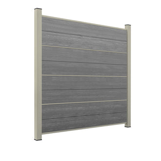 WPC Sichtschutzzaun ENZO Basalt - Design Seidengrau