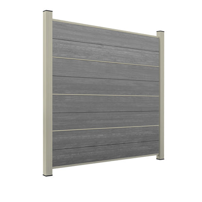 WPC Sichtschutzzaun ENZO Basalt - Design Seidengrau