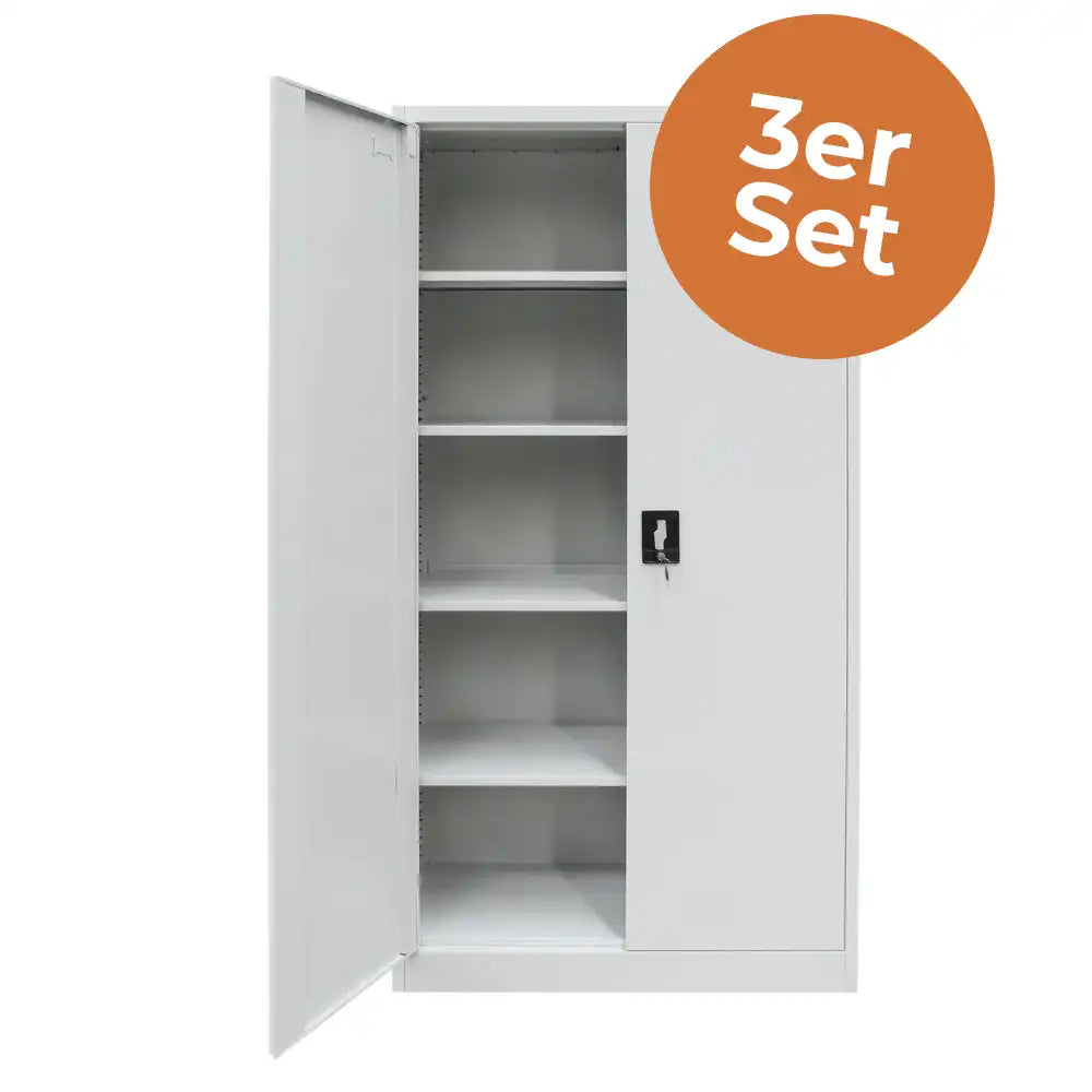 3er Set Stahlschrank XL 1950 x 900 x 450 cm