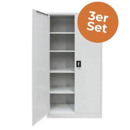3er Set Stahlschrank XL 1950 x 900 x 450 cm