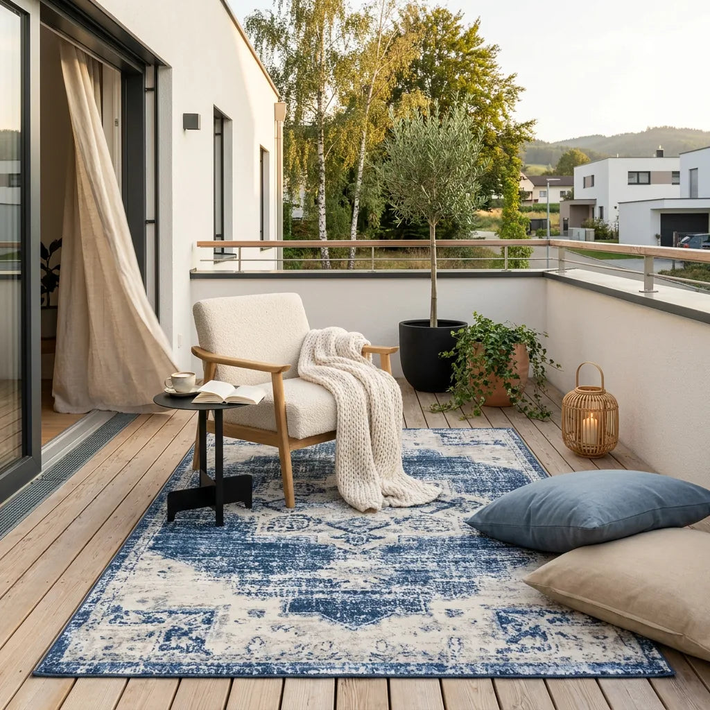 In- & Outdoor-Teppich Vintage Indigo waschbar