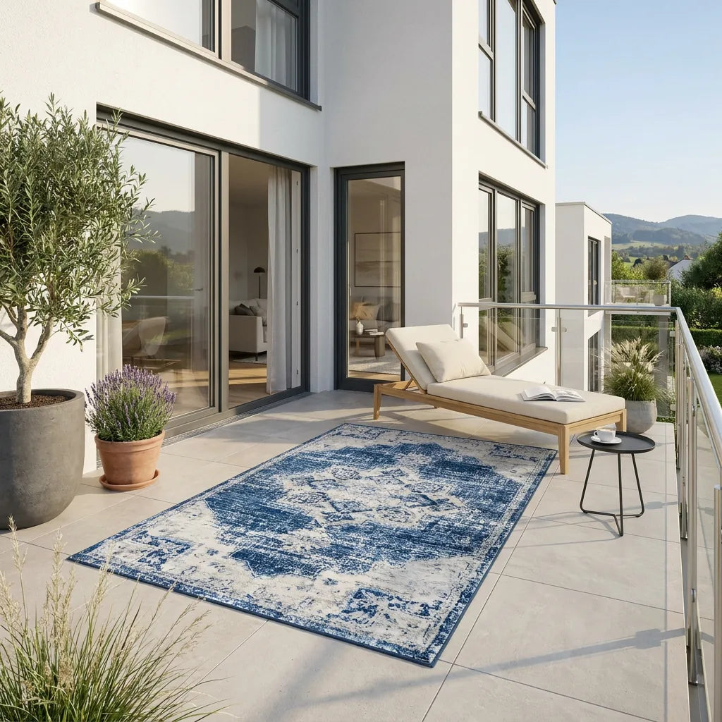 In- & Outdoor-Teppich Vintage Indigo waschbar