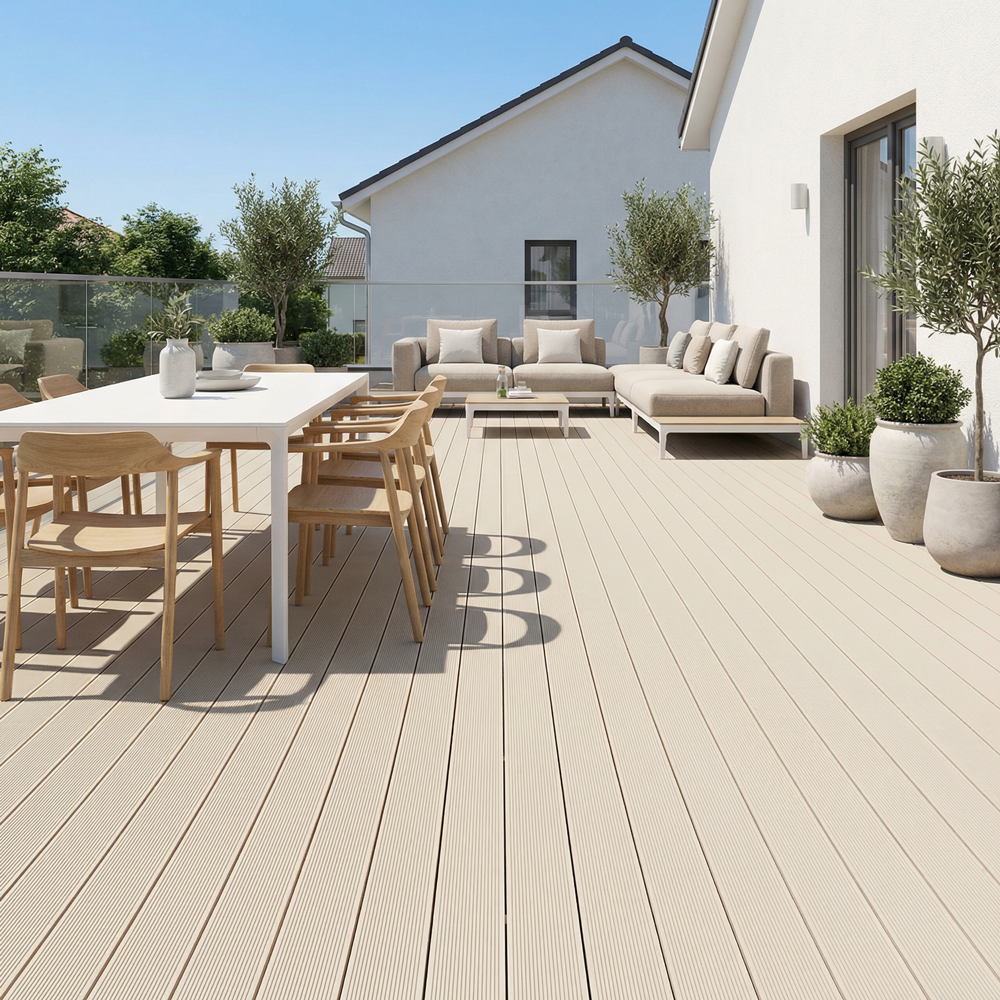 WPC Terrassendiele Massiv ECO Creme