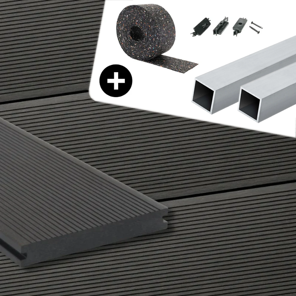 WPC-Komplettset Anthrazit ECO Massivdiele