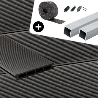 WPC-Komplettset Schiefer Geriffelt Basic Hohldiele