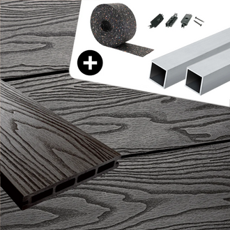 WPC-Komplettset Schiefer Holzoptik Basic Hohldiele