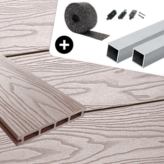 WPC-Komplettset Seide Holzoptik Basic Hohldiele