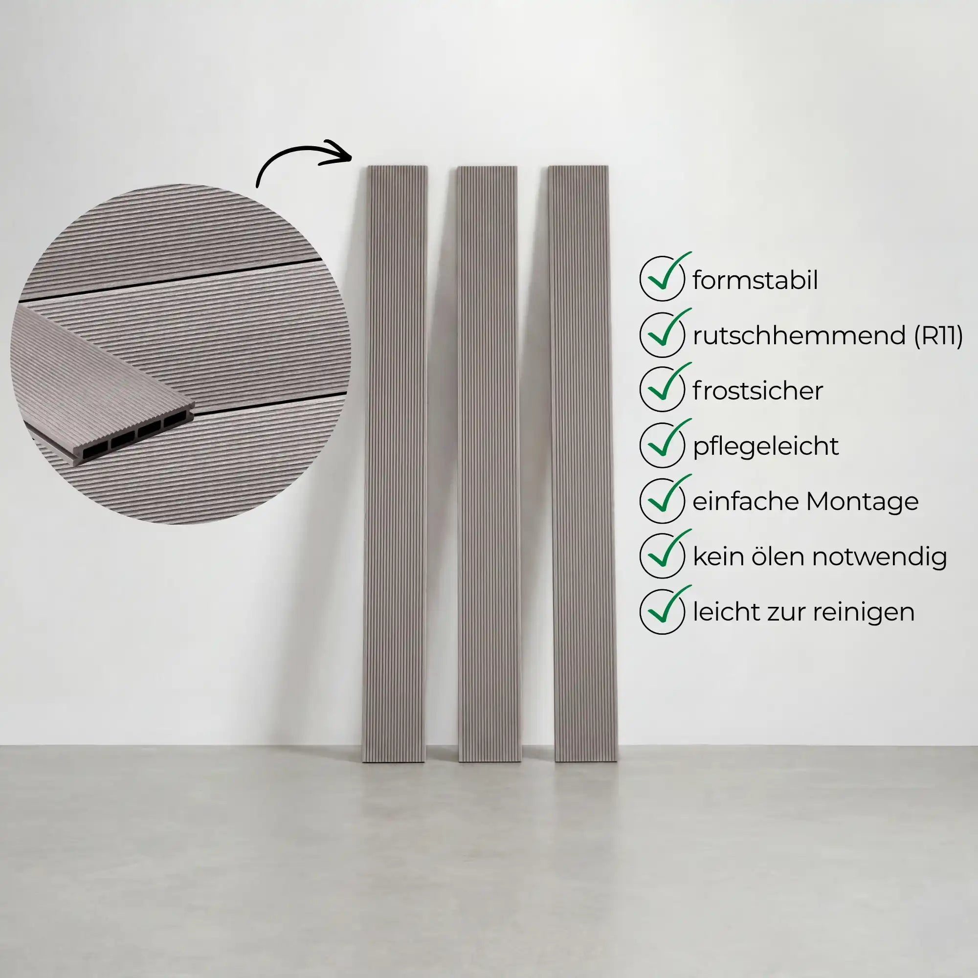 WPC-Komplettset Seide Geriffelt Basic Hohldiele