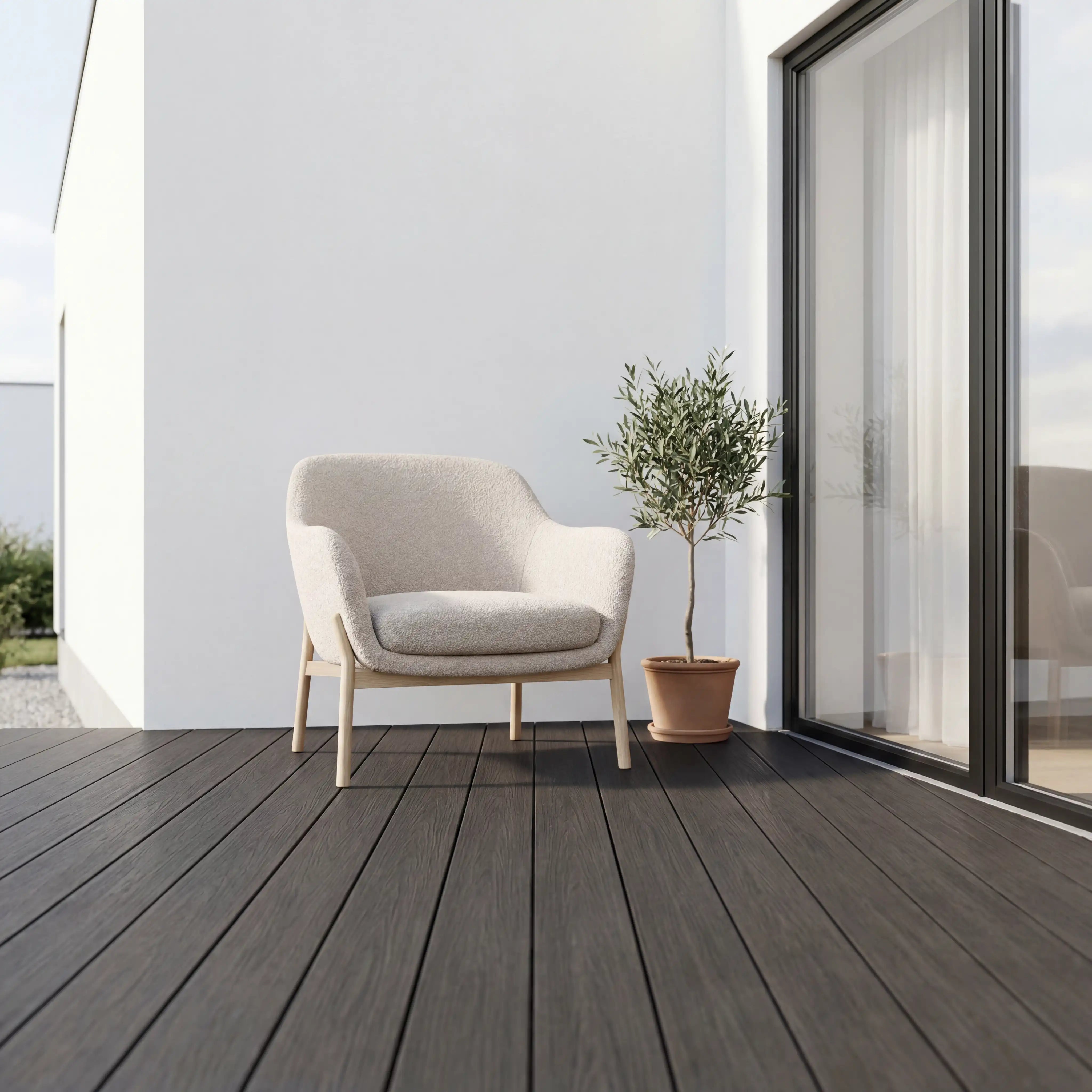WPC Terrassendiele Massiv Antik Nero