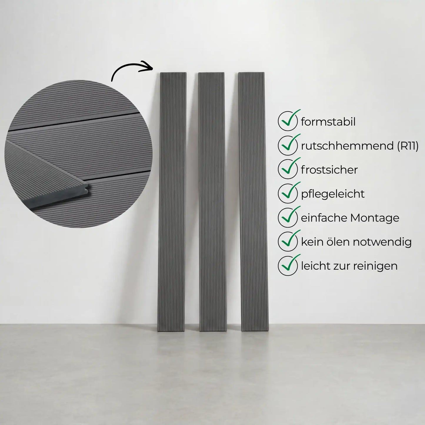 WPC Terrassendiele Massiv ECO Granit