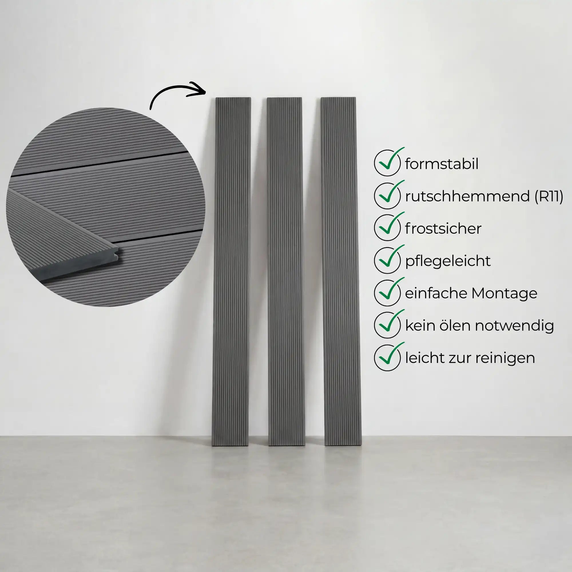 WPC-Komplettset Granit ECO Massivdiele