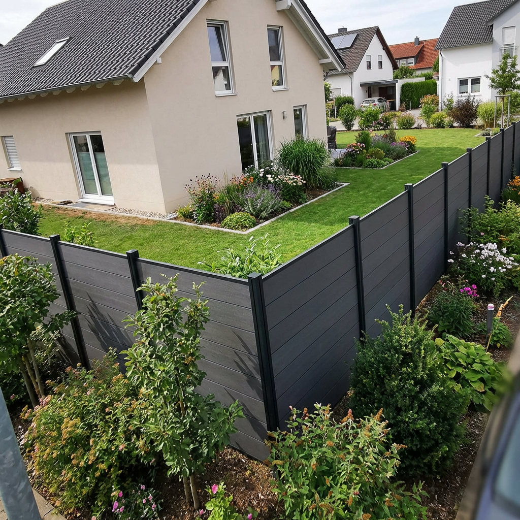 WPC Sichtschutzzaun ENZO Nero - Design Anthrazit