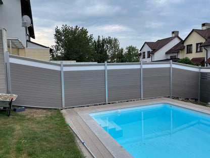 WPC Sichtschutzzaun ENZO Basalt - Style Seidengrau