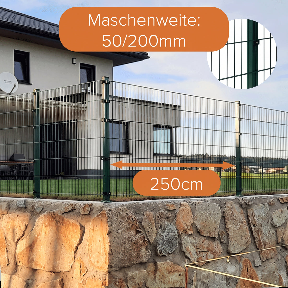Doppelstabmattenzaun Komplettset Moosgrün 6/5/6