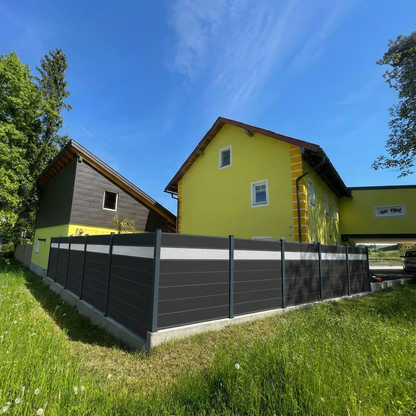 WPC Sichtschutzzaun ENZO Nero - Design Anthrazit