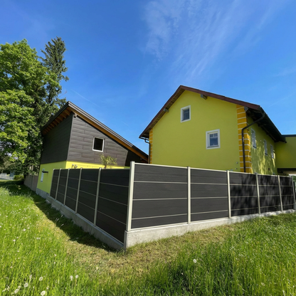 WPC Sichtschutzzaun ENZO Nero - Design Seidengrau
