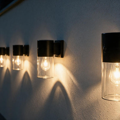Column Solar Außenwandleuchte 8er Set montiert