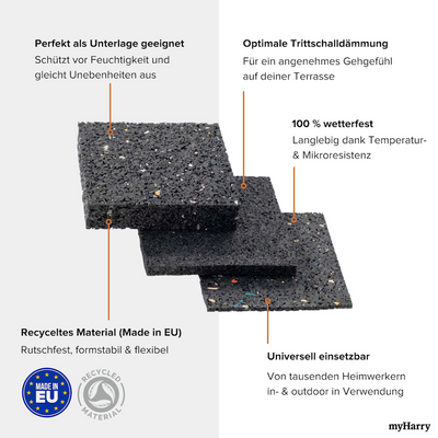 Terrassenpads aus Gummigranulat | Granulatpads 100x50x3mm